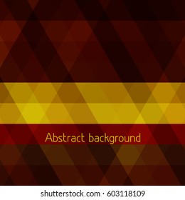 Abstract brown geometric background with red and yellow stripes. Vector graphic pattern