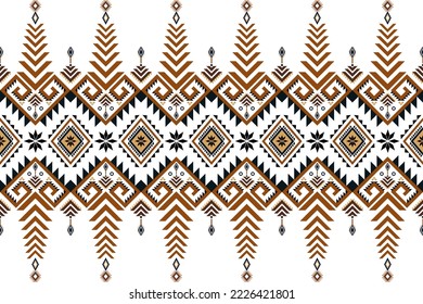 Resumen diseño de moda de patrones florales geométricos marrones para fondo textil, Vector ikat, Azteca