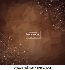 Abstract  brown Geometric Polygonal background molecule and communication. Connected lines with dots. Concept of the science, chemistry, biology, medicine, technology.