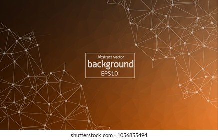 Abstract Brown Geometric Polygonal background molecule and communication. Connected lines with dots. Concept of the science, chemistry, biology, medicine, technology.