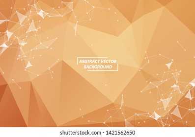 Abstract Brown Geometric Polygonal background molecule and communication. Connected lines with dots. Concept of the science, chemistry, biology, medicine, technology.
