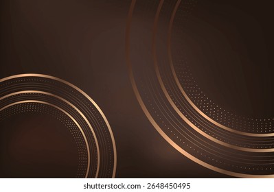 Forma de círculo de oro marrón Abstractas con marco brillante dorado y brillos. Ilustración vectorial.
Fondo geométrico con partículas doradas brillantes. Diseño de Anuncio de Festiva. Decoración minimalista
