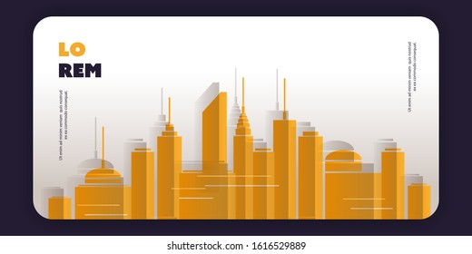 Abstract Brown and Grey Banner, Background, Poster or Landing Page Design, Multi Purpose Template - Website Elements with City Skyline