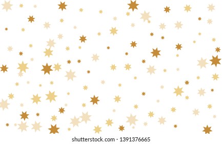 Abstract brown and grey stylish background of falling stars on white paper. Pattern for Christmas and New Year card, invitation for dinner, paper packaging. Vector illustration, EPS 10.