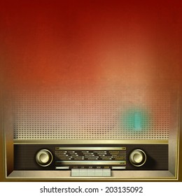 abstract brown grunge background with retro radio