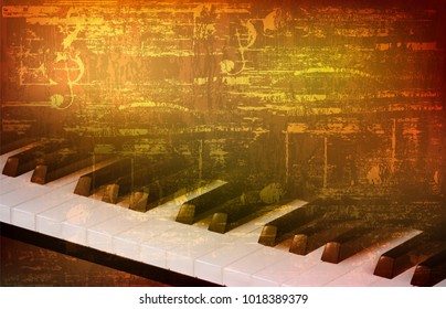 abstract brown grunge vintage sound background with piano keys vector illustration