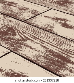 Abstract brown grunge wood texture in perspective. Vector illustration