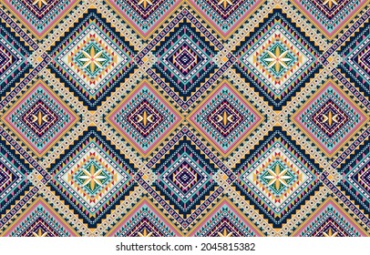 Abstract brown horizontal geometric textile oriental with floral pattern 
traditional design for seamless the background