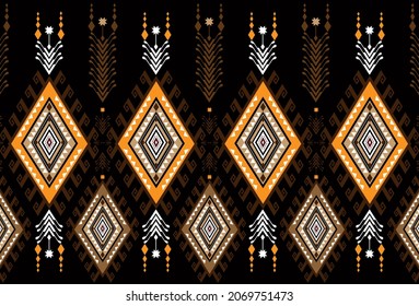 Resumen textil geométrico horizontal marrón oriental con patrón floral 
diseño tradicional para un fondo sin fisuras