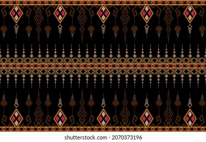 Abstrakter brauner horizontaler geometrischer Textil-Orient mit floralem Muster 
traditionelles Design für nahtlosen Hintergrund