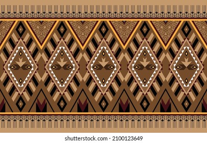 Abstract brown horizontal geometric textile oriental with floral pattern 
traditional design for seamless the background