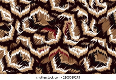 Abstract brown horizontal geometric textile oriental with floral pattern 
traditional design for seamless the background
