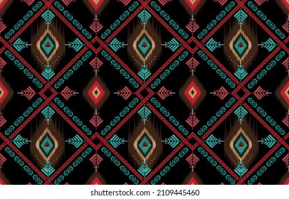 Resumen textil geométrico horizontal marrón oriental con patrón floral 
diseño tradicional para un fondo sin fisuras
