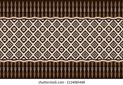 Abstract brown horizontal geometric textile oriental with floral pattern 
traditional design for seamless the background

