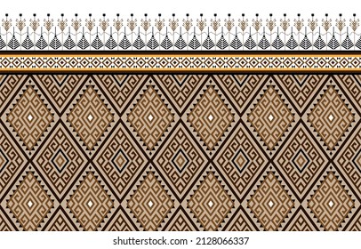 Abstract brown horizontal geometric textile oriental with floral pattern 
traditional design for seamless the background
