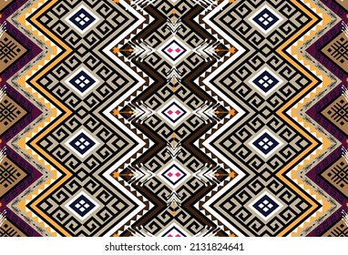 Abstract brown horizontal geometric textile oriental with floral pattern 
traditional design for seamless the background
