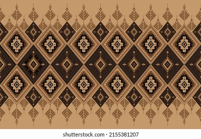 Resumen textil geométrico horizontal marrón oriental con patrón floral 
diseño tradicional para un fondo sin fisuras
