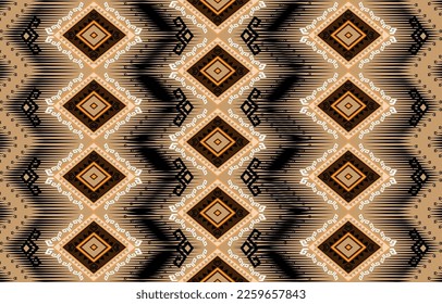 Abstrakter brauner horizontaler geometrischer Textil-Orient mit floralem Muster 
traditionelles Design für nahtlosen Hintergrund
