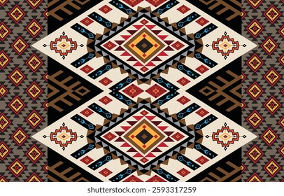 Abstract brown horizontal geometric textile oriental with floral pattern 
traditional design for seamless the background