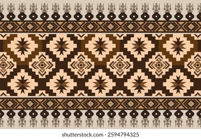 Abstract brown horizontal geometric textile oriental with floral pattern 
traditional design for seamless the background
