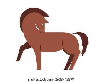 Abstract brown horse, chinese horoscope zodiac, minimalist style, animals symbols