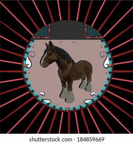  Abstract Brown horse in circle