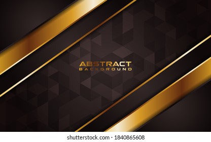 Abstract brown and line gold background with overlap layer