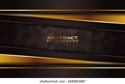 Abstract brown and line gold background with overlap layer