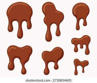 Goteos y gotas de líquido marrón Abstractas con brillo resalta un fondo claro