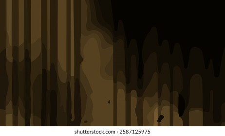 Abstract brown liquid overlapping with a combination of many shapes
