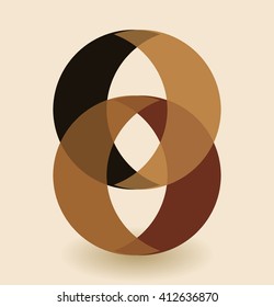 Abstract brown logo icon. Number 8.