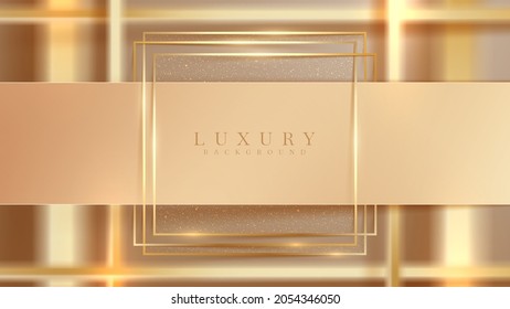 Abstract brown luxury background and golden square line elements
