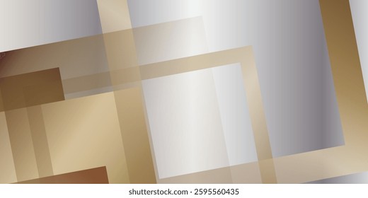 Abstract brown metal background with white and beige luxury glitter shapes. Golden lines luxury on cream color background. Gold elegant realistic paper cut style 3d. Vector illustration