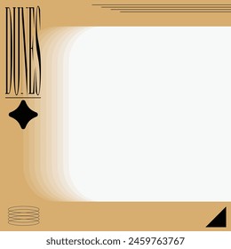Abstract Brown Minimal Boho Style Frame Background with Brutalism Decoration Shapes