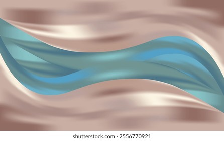 Abstract brown Mocha Mousse and blue aqua green waves background. shiny backdrop. Luxury card. Coffee color gradient. Summer banner, poster or template. Modern pop art wallpaper. Textured effect.