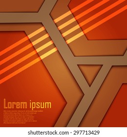 Abstract brown & orange 3d technology lines futuristic backgound. Eps 10. Vector illustration