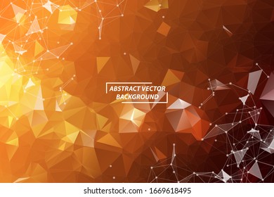 Abstract Brown Orange Polygonal Space Background with Connecting Dots and Lines. Geometric Polygonal background molecule and communication. Concept of science, chemistry, biology, medicine, technology