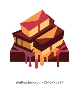 Abstract Brown Orange Red Melted Chocolate Bars Vector