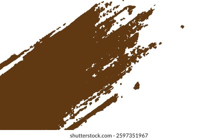 Abstract Brown Paint Brush Stroke on White Isolated Horizontal Background