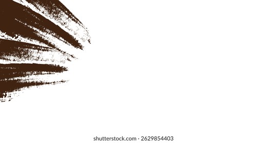 Abstract Brown Paint Brush Stroke on White Isolated Horizontal Background