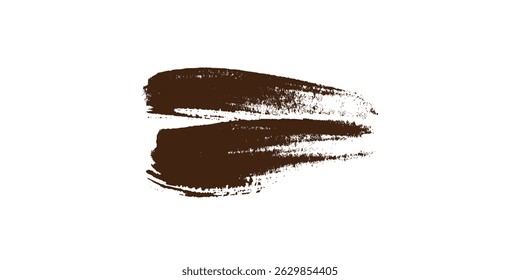 Traçado do pincel marrom abstrato sobre plano de fundo horizontal isolado branco