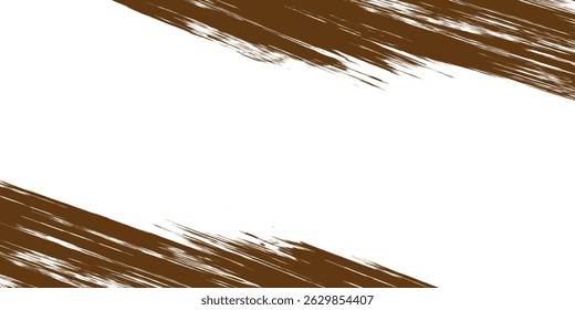 Abstract Brown Paint Brush Stroke on White Isolated Horizontal Background