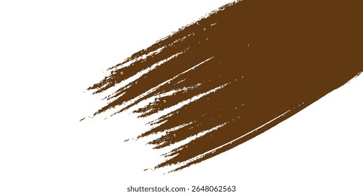 Abstract Brown Paint Brush Stroke on White Isolated Horizontal Background