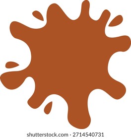 Abstract brown paint splash illustration isolated on white background, playful ink blot design ideal for kids creativity, art activities, and color themes.
