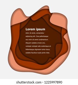 Abstract brown paper cut background with banners templates, stock vector
