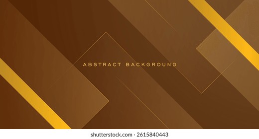 Abstract brown papercut overlap shapes background. Simple gold lines pattern concept. Trendy frame background. Eps10 vector
