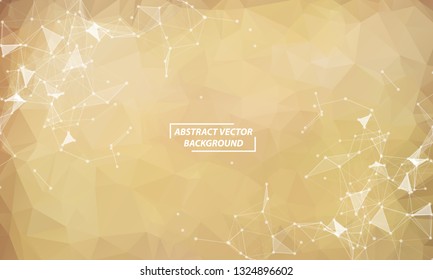 Abstract Brown Polygonal Space Background with Connecting Dots and Lines.  Connection structure and science background. Futuristic HUD design.