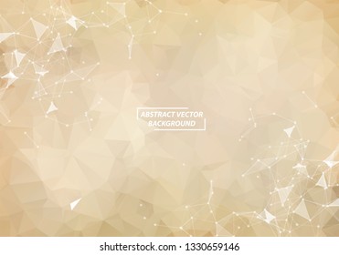 Abstract Brown Polygonal Space Background with Connecting Dots and Lines. Geometric Polygonal background molecule and communication. Concept of science, chemistry, biology, medicine, technology.