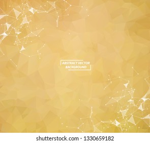 Abstract Brown Polygonal Space Background with Connecting Dots and Lines. Geometric Polygonal background molecule and communication. Concept of science, chemistry, biology, medicine, technology.