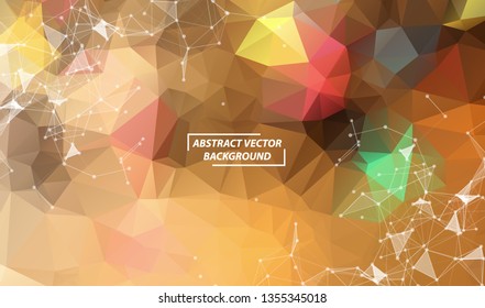 Abstract brown Polygonal Space Background with Connecting Dots and Lines.  Connection structure. Vector science background. Futuristic HUD background.